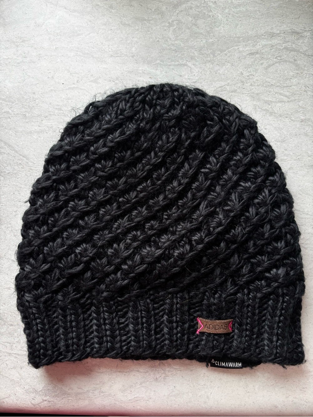 adidas Black Knit Pomless Beanie with Branded Tag